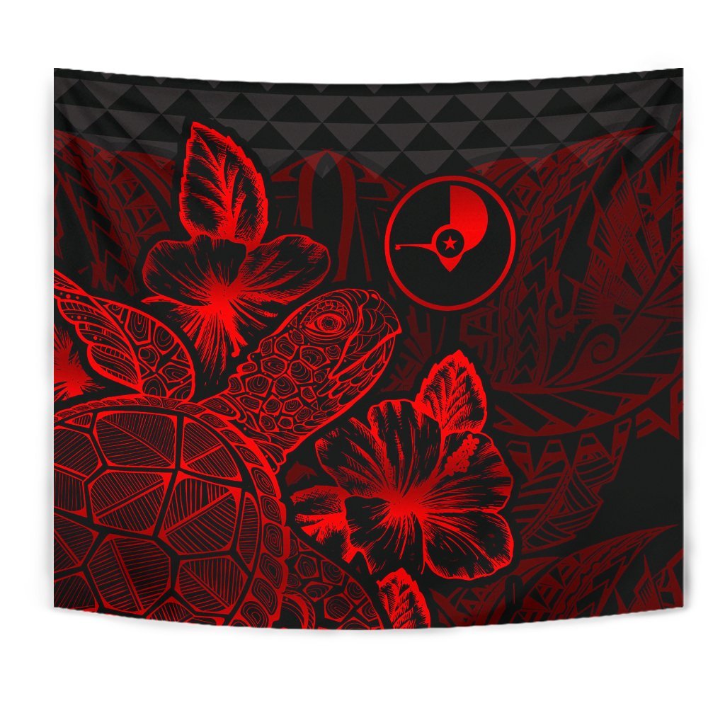 Yap Tapestry - Turtle Hibiscus Pattern Red - Polynesian Pride