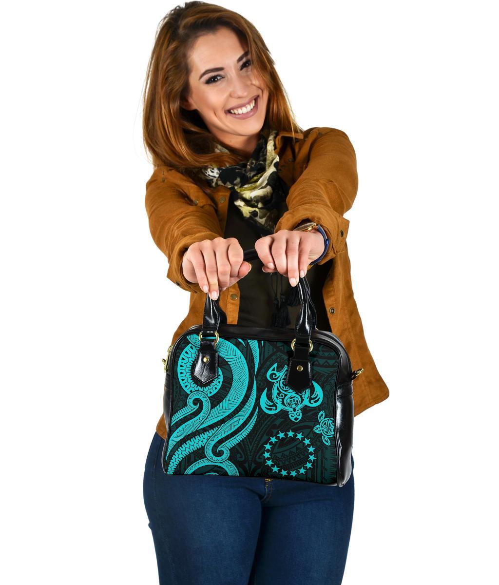 Cook Islands Shoulder Handbag - Turquoise Tentacle Turtle One Size Turquoise - Polynesian Pride