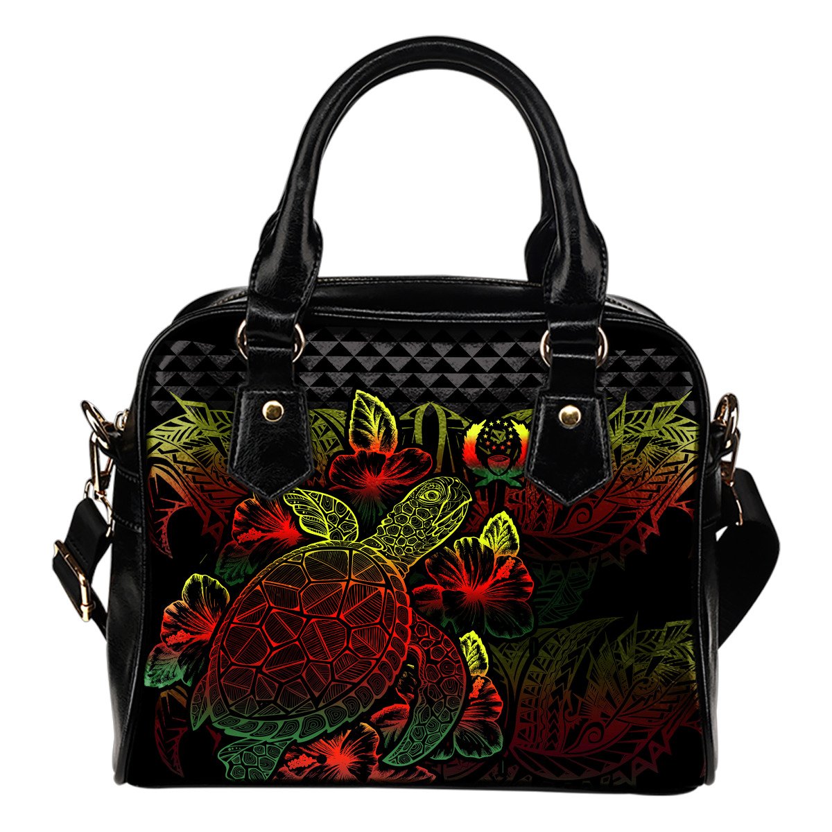 Pohnpei Polynesian Shoulder Handbag Turtle Hibiscus Reggae One Size Reggae - Polynesian Pride