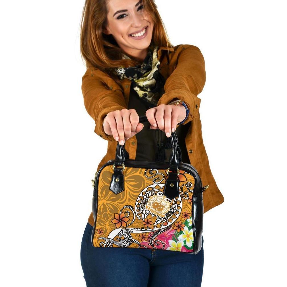 Samoa Shoulder Handbag - Turtle Plumeria (Gold) One Size Gold - Polynesian Pride