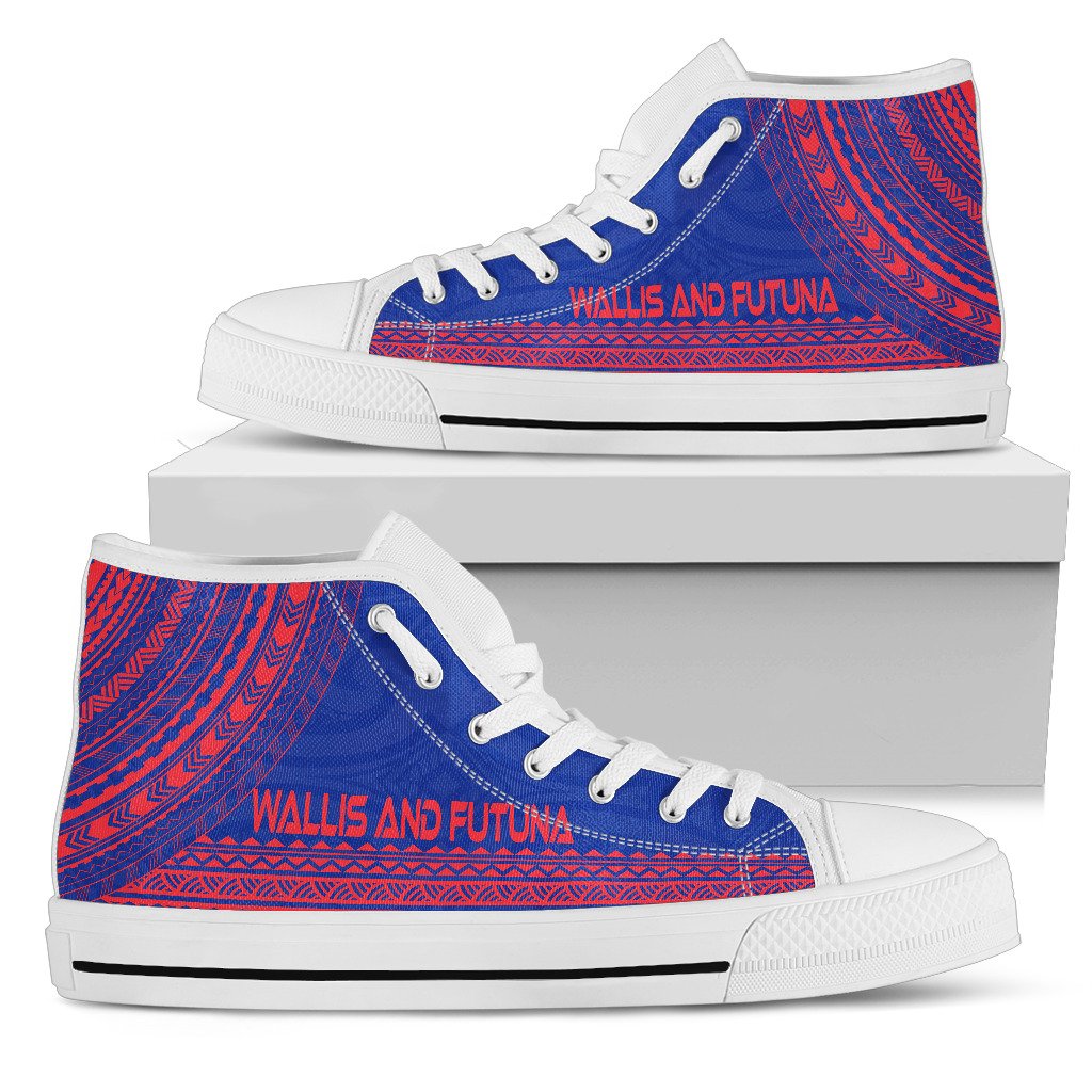 Wallis And Futuna High Top Shoes - Polynesian Flag Chief Version Unisex Black - Polynesian Pride