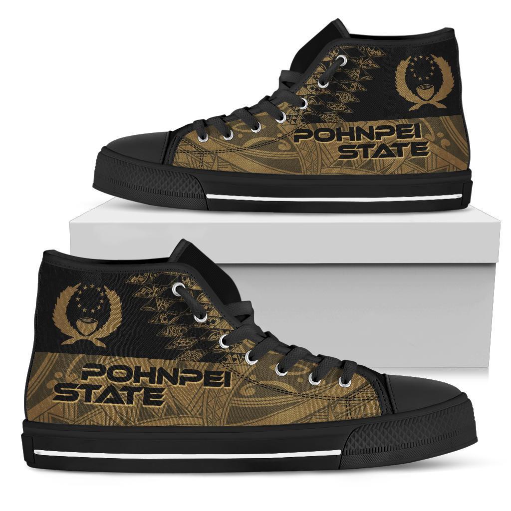 Pohnpei State High Top Shoes - Gold Color Symmetry Style Unisex White - Polynesian Pride
