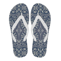 Polynesian Culture Blue White Flip Flops Men's Flip Flops - White - 2 - Polynesian Pride