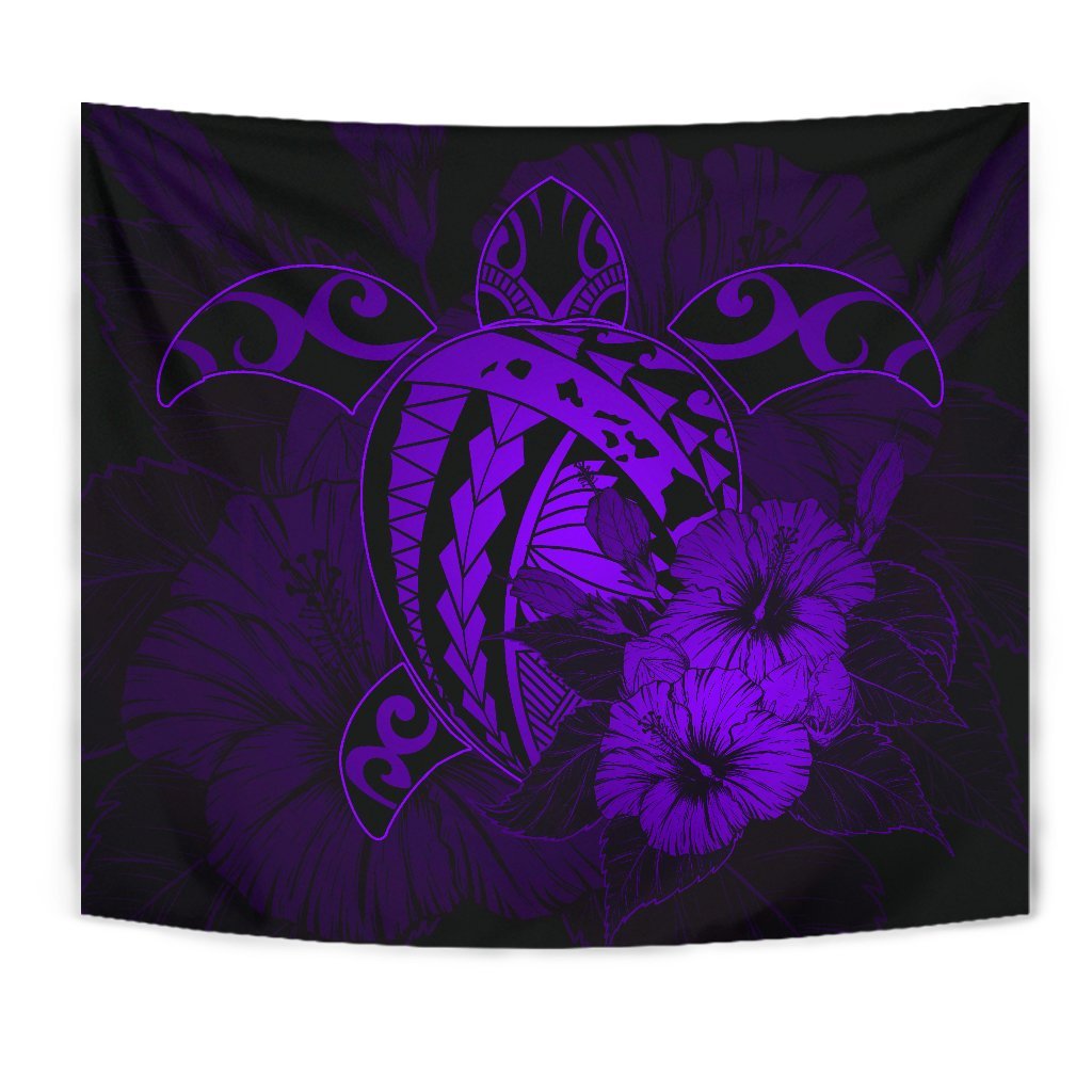 Hawaii Hibiscus Tapestry - Harold Turtle - Purple - Polynesian Pride