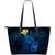 Hawaii Hibiscus Large Leather Tote Bag - Harold Turtle - Traffic Blue Blue - Polynesian Pride