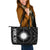 Marshall Large Leather Tote Bag - Marshall Seal With Polynesian Tattoo Style ( Black) Black - Polynesian Pride