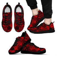 Polynesian Sneakers - Polynesian Tattoo Red Version Unisex Black - Polynesian Pride