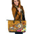 Samoa Large Leather Tote Bag - Turtle Plumeria (Gold) Gold - Polynesian Pride