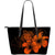 Hawaii Hibiscus Large Leather Tote Bag - Turtle Map - Orange Orange - Polynesian Pride