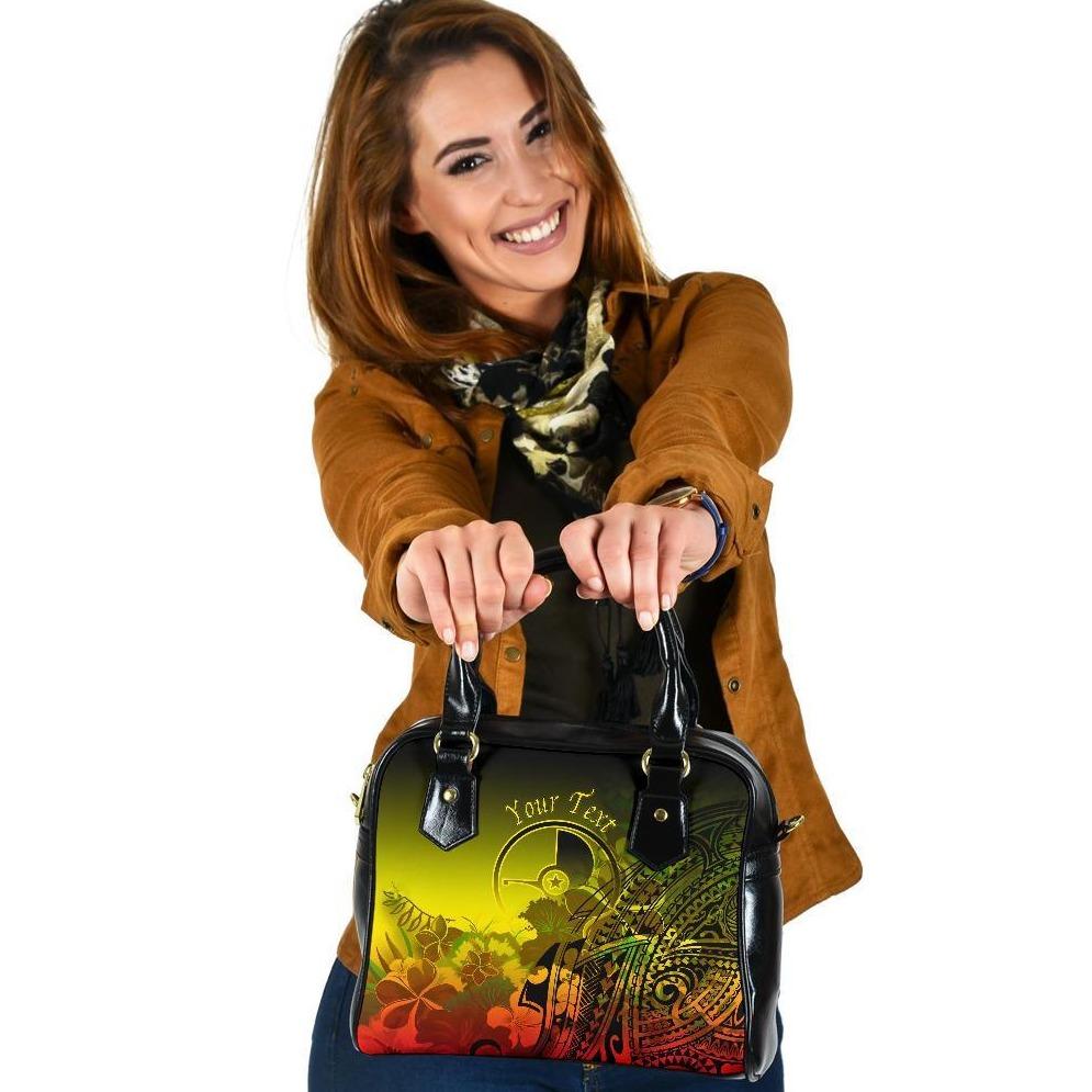 Custom Personalised Yap Shoulder Handbag - Humpback Whale with Tropical Flowers (Yellow) One Size Yellow - Polynesian Pride