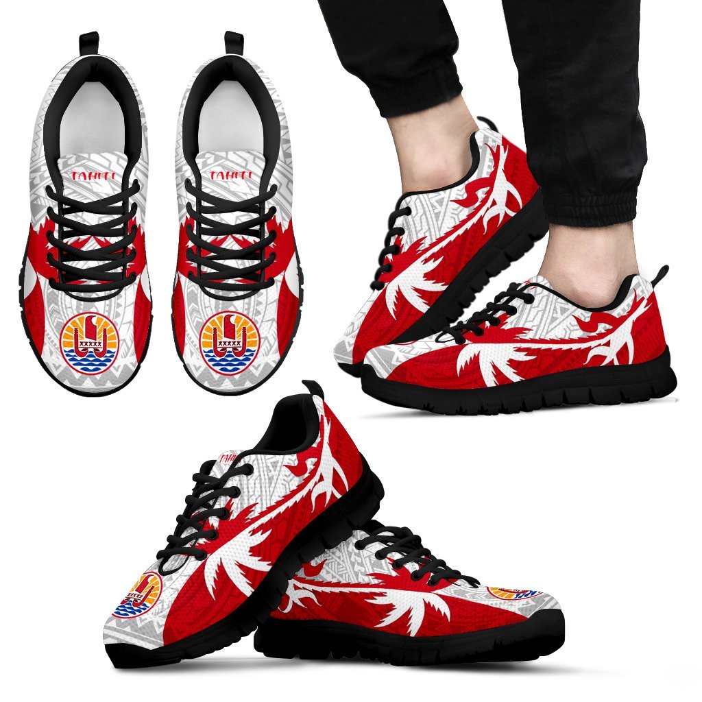 Tahiti Polynesian Coconut Tree Sneakers Men's Sneakers - Black - 1 Red White - Polynesian Pride