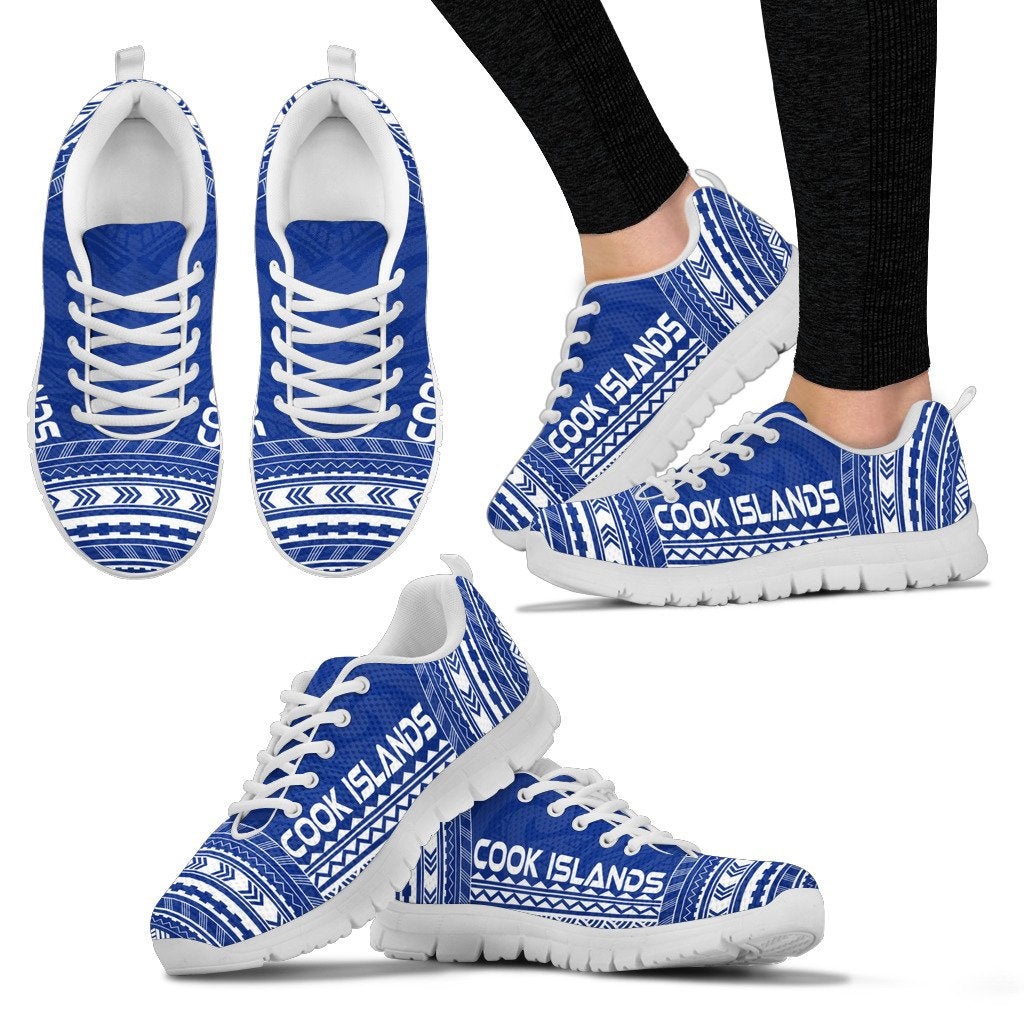 Cook Islands Sneakers - Cook Islands Polynesian Chief Tattoo Blue Version - Polynesian Pride