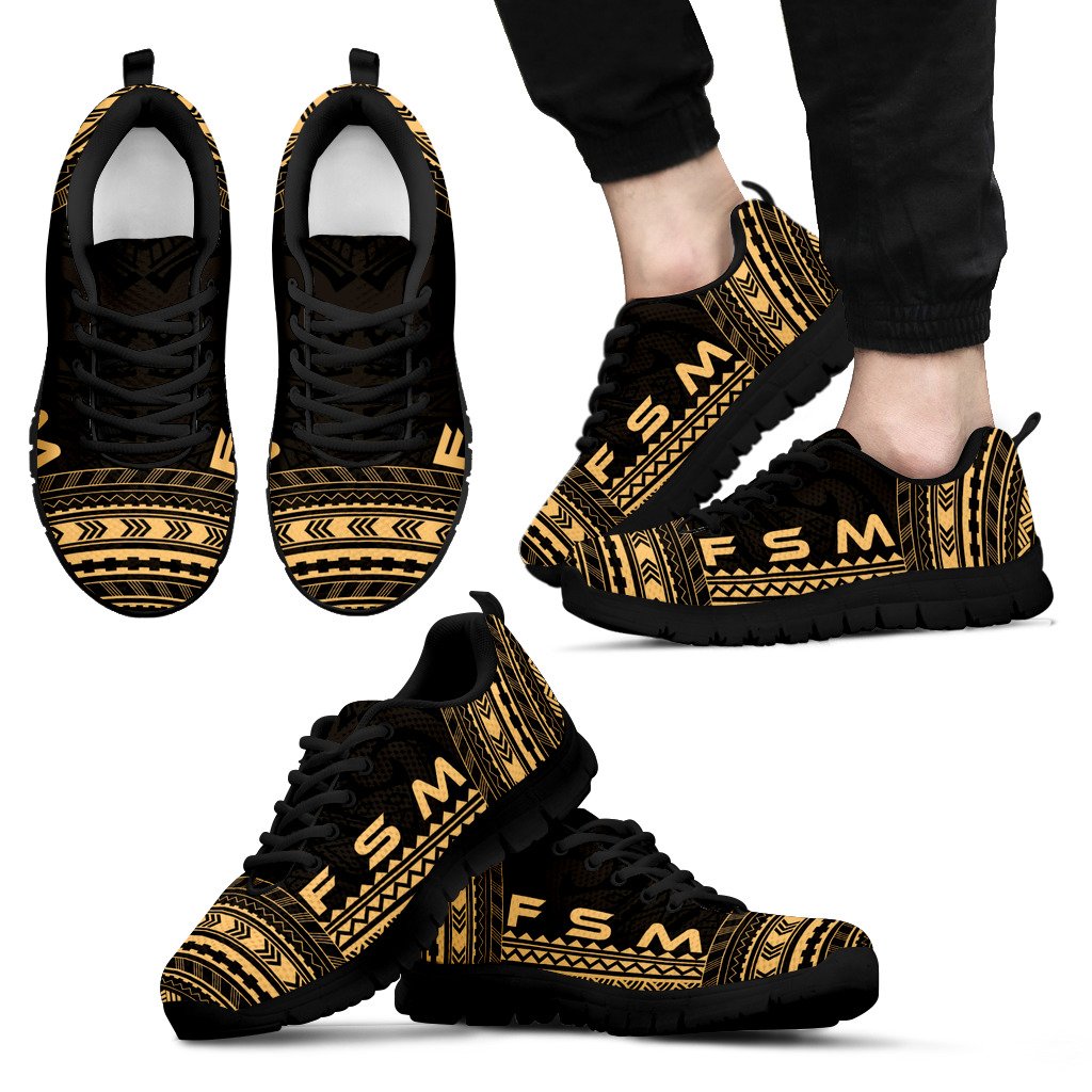 Federated States Of Micronesia Sneakers - FSM Polynesian Chief Tattoo Gold Version - Polynesian Pride