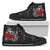 Polynesian Hawaii Kanaka Maoli High Top Shoes - Humpback Whale with Hibiscus (White) Unisex Black - Polynesian Pride