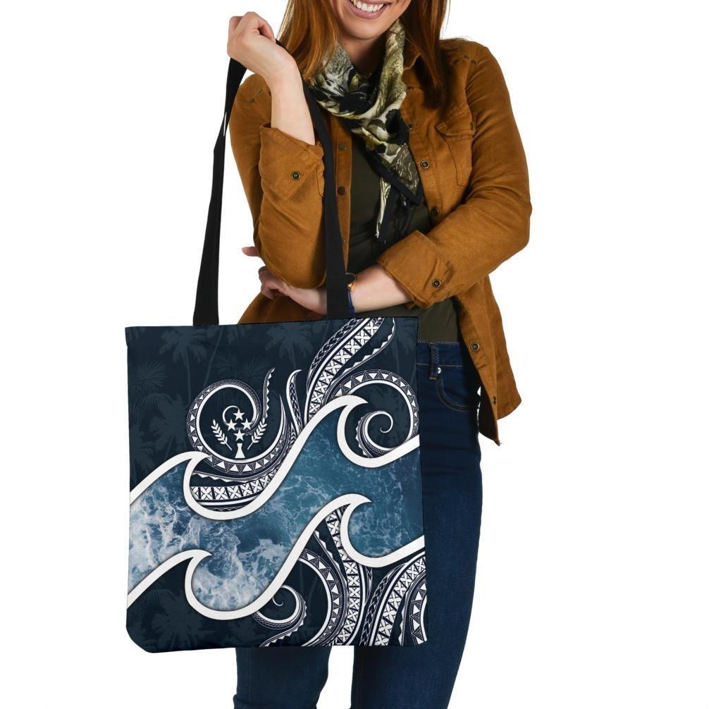 Kosrae Islands Polynesian Tote Bags - Ocean Style Tote Bag One Size Blue - Polynesian Pride