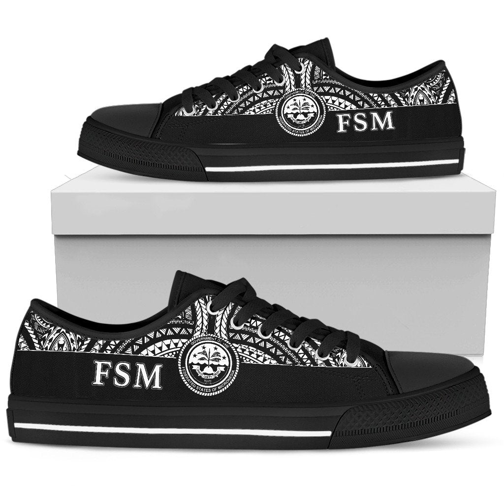 Federated States Of Micronesia Low Top Shoes - Micronesian Black Style - Polynesian Pride