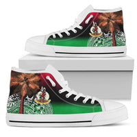 Vanuatu High Top Shoes Polynesian Palm Tree Flag Unisex White - Polynesian Pride