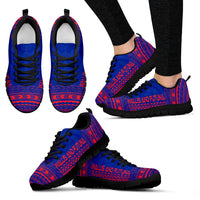 Wallis And Futuna Sneakers - Wallis And Futuna Polynesian Chief Tattoo Blue Red Version - Polynesian Pride