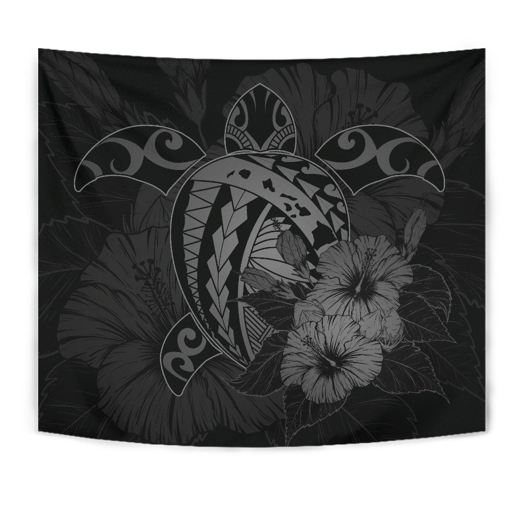 Hawaii Hibiscus Tapestry - Harold Turtle - Gray - Polynesian Pride