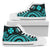 Wallis and Futuna High Top Canvas Shoes - Turquoise Tentacle Turtle Unisex White - Polynesian Pride