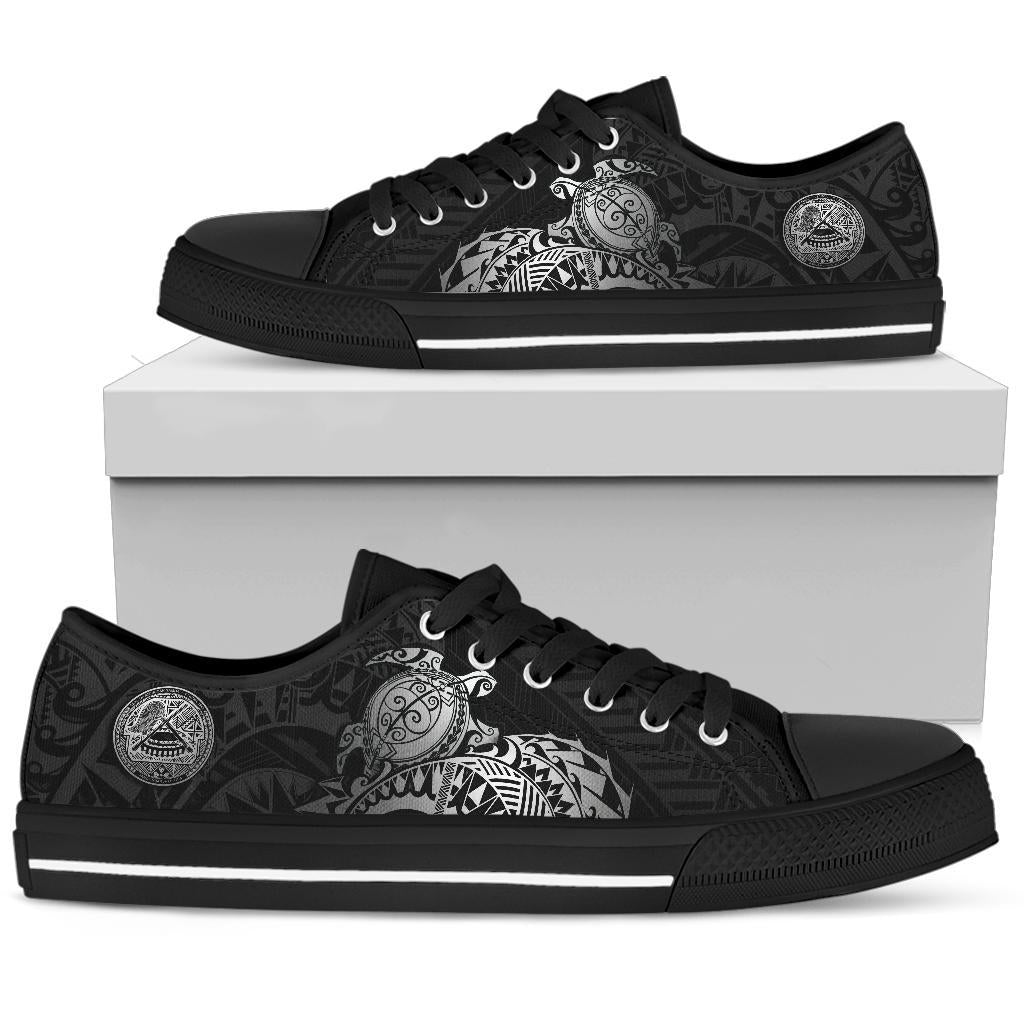 American Samoa Polynesian Low Top Shoes - Polynesian Turtle (Silver) - Polynesian Pride