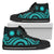 Nauru High Top Canvas Shoes - Turquoise Tentacle Turtle Unisex Black - Polynesian Pride