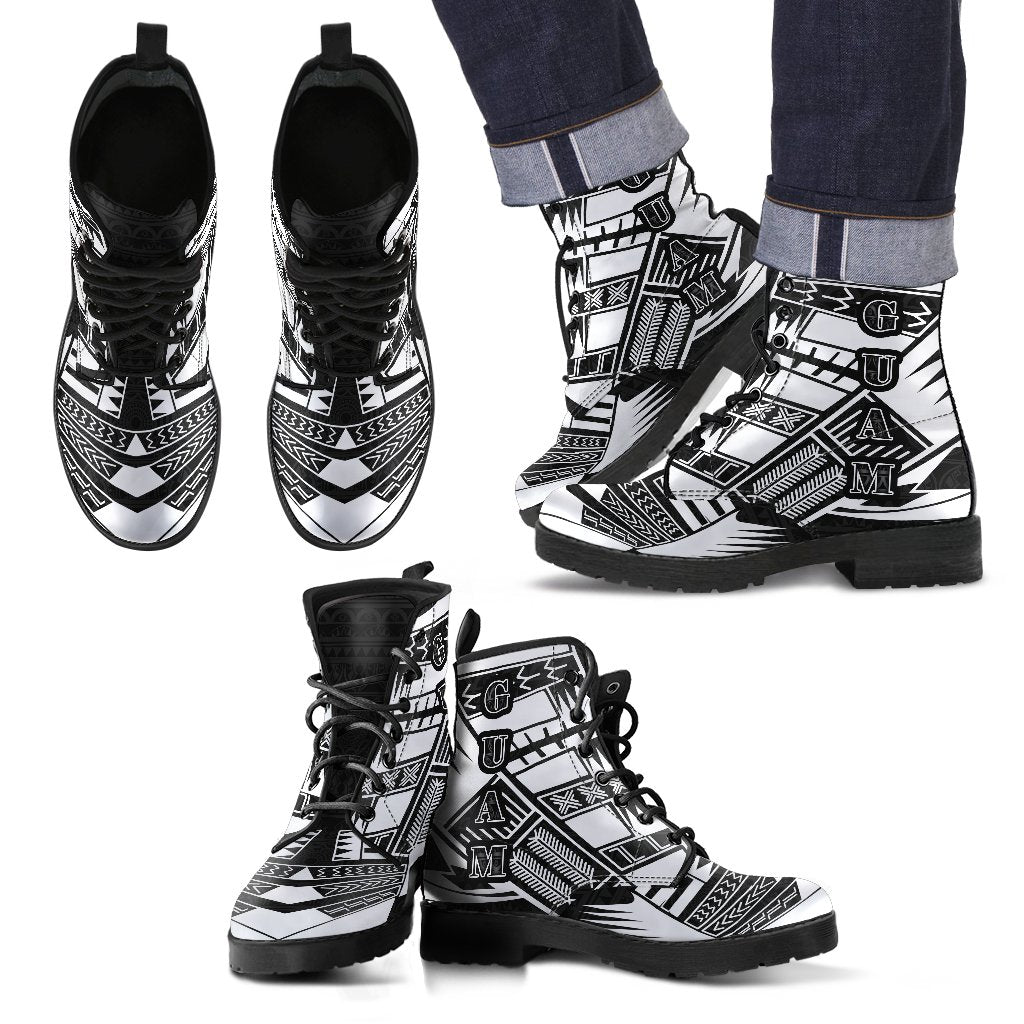 Guam Leather Boots - Polynesian Tattoo Black Black - Polynesian Pride