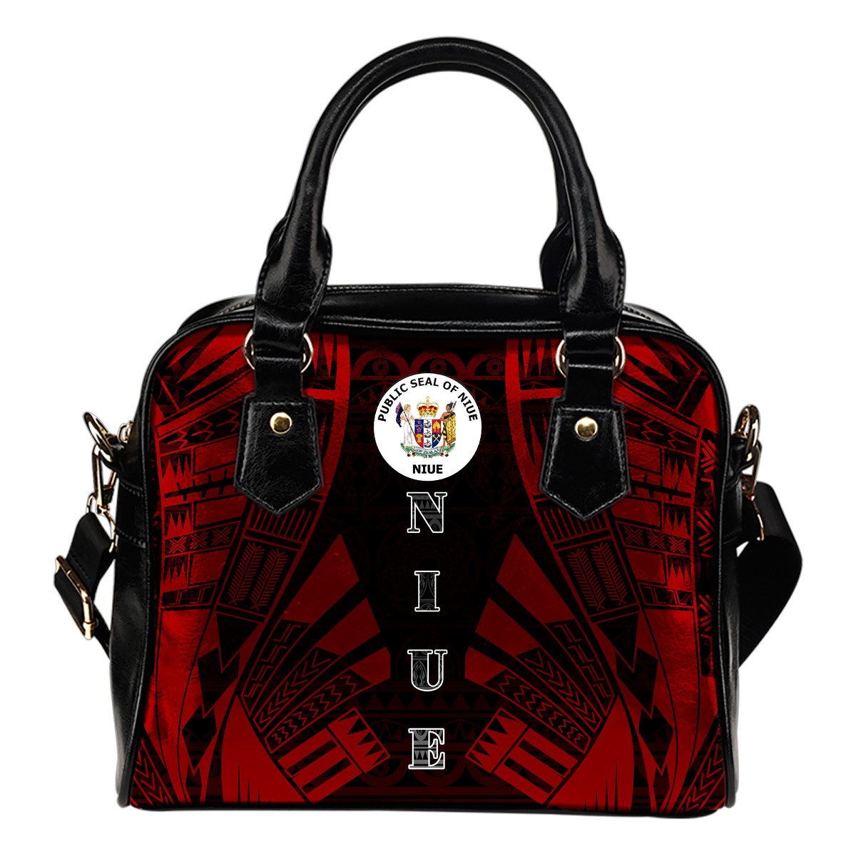 Niue Shoulder Handbag - Polynesian Tattoo Red One Size Red - Polynesian Pride