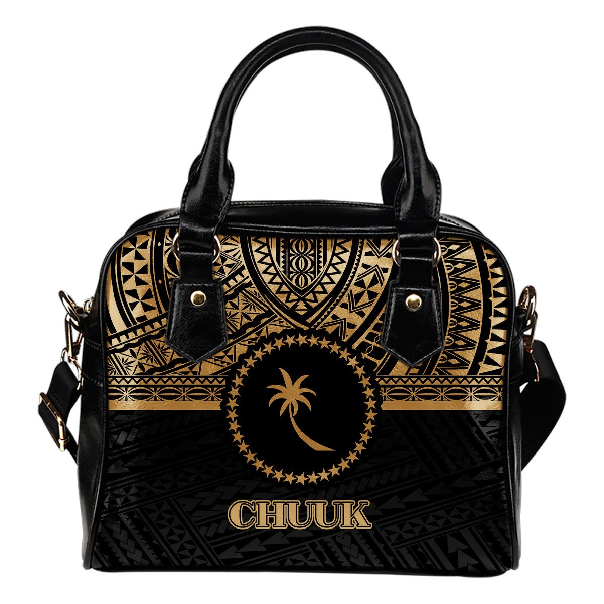 Chuuk Shoulder Handbag - Gold Color Version One Size Black - Polynesian Pride