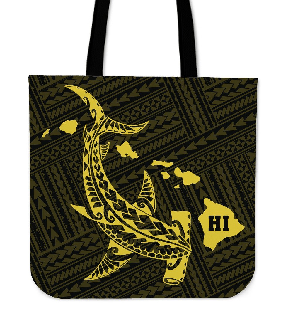 Hawaii Shark Yellow Polynesian Tote Bag Tote Bag One Size Yellow - Polynesian Pride