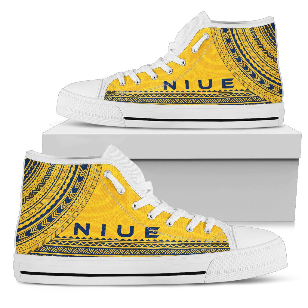 Niue High Top Shoes - Polynesian Flag Chief Version Unisex Black - Polynesian Pride