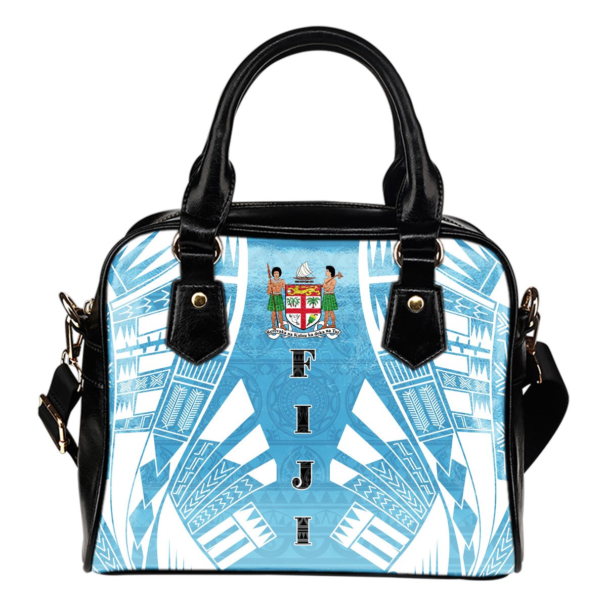 Fiji Shoulder Handbag - Polynesian Tattoo Flag One Size White - Polynesian Pride