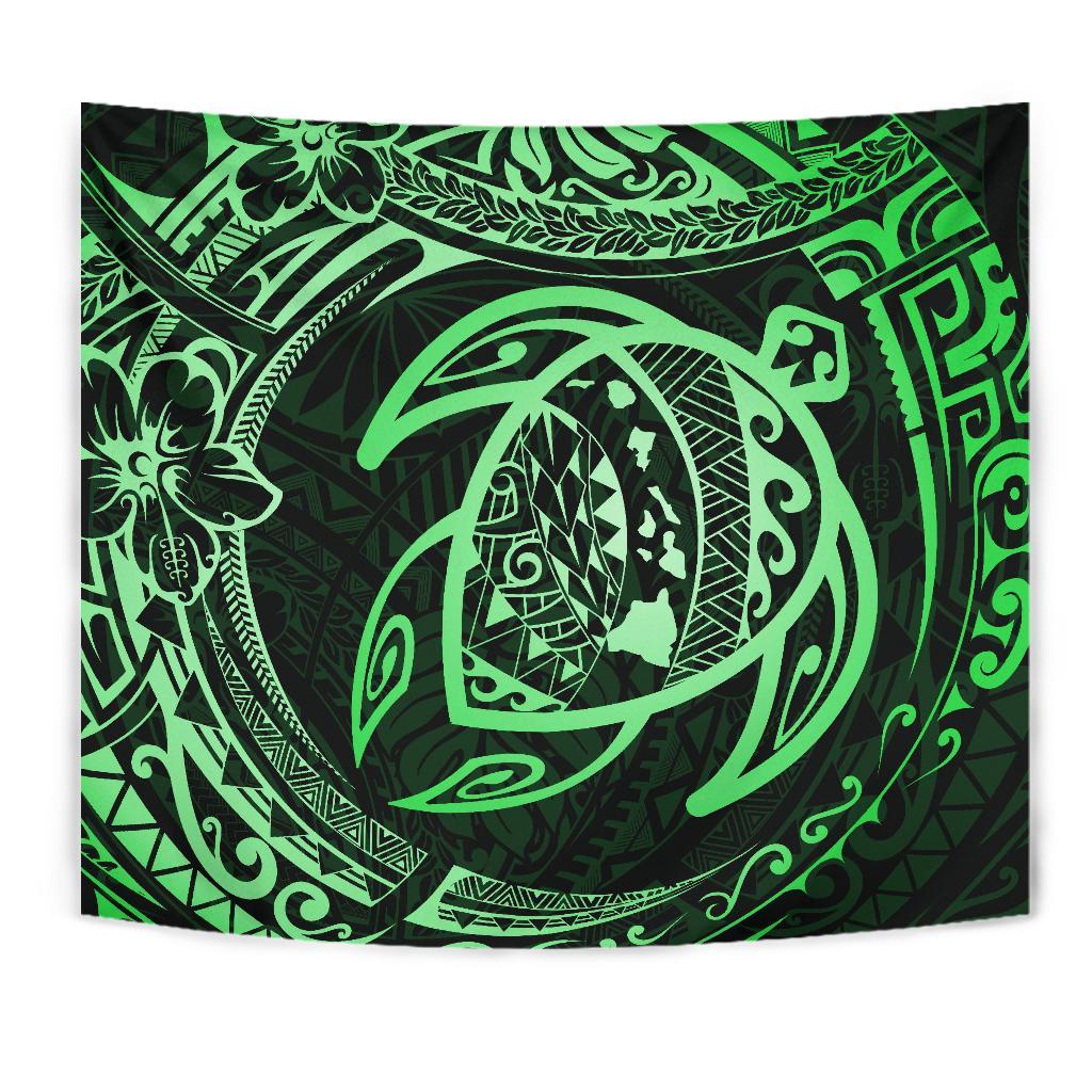 Hawaiian Turtle Polynesian Green Tapestry - Polynesian Pride