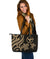 Polynesian Hawaii Large Leather Tote Bag - Gold Tentacle Turtle Gold - Polynesian Pride