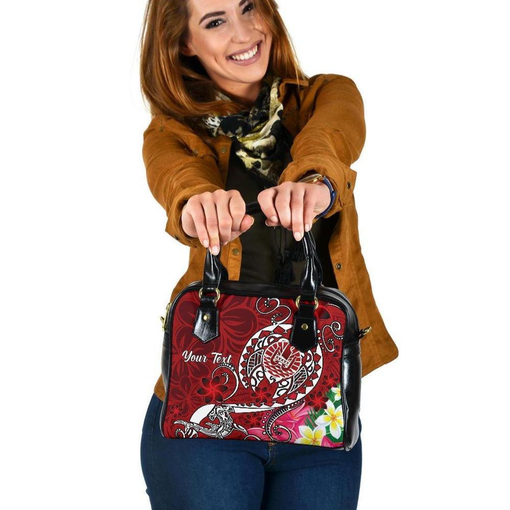 Tahiti Custom Personalised Shoulder Handbag - Turtle Plumeria (Red) One Size Red - Polynesian Pride