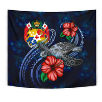 Tonga Polynesian Tapestry - Blue Turtle Hibiscus - Polynesian Pride
