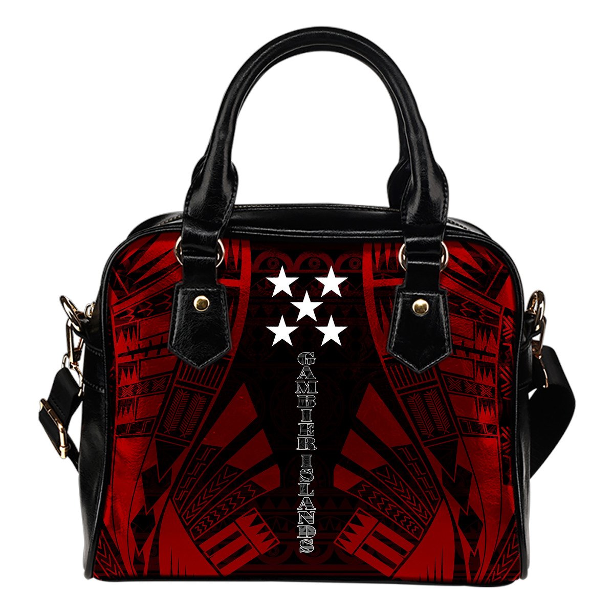 Gambier Islands Shoulder Handbag - Polynesian Tattoo Red One Size Red - Polynesian Pride