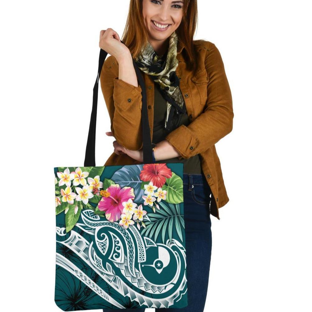 YAP Polynesian Tote Bag - Summer Plumeria (Turquoise) Tote Bag One Size Turquoise - Polynesian Pride