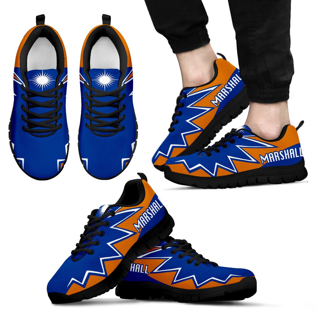 Marshall Islands Sneakers - Marshall Islands Flag Thunder Style Unisex Black - Polynesian Pride