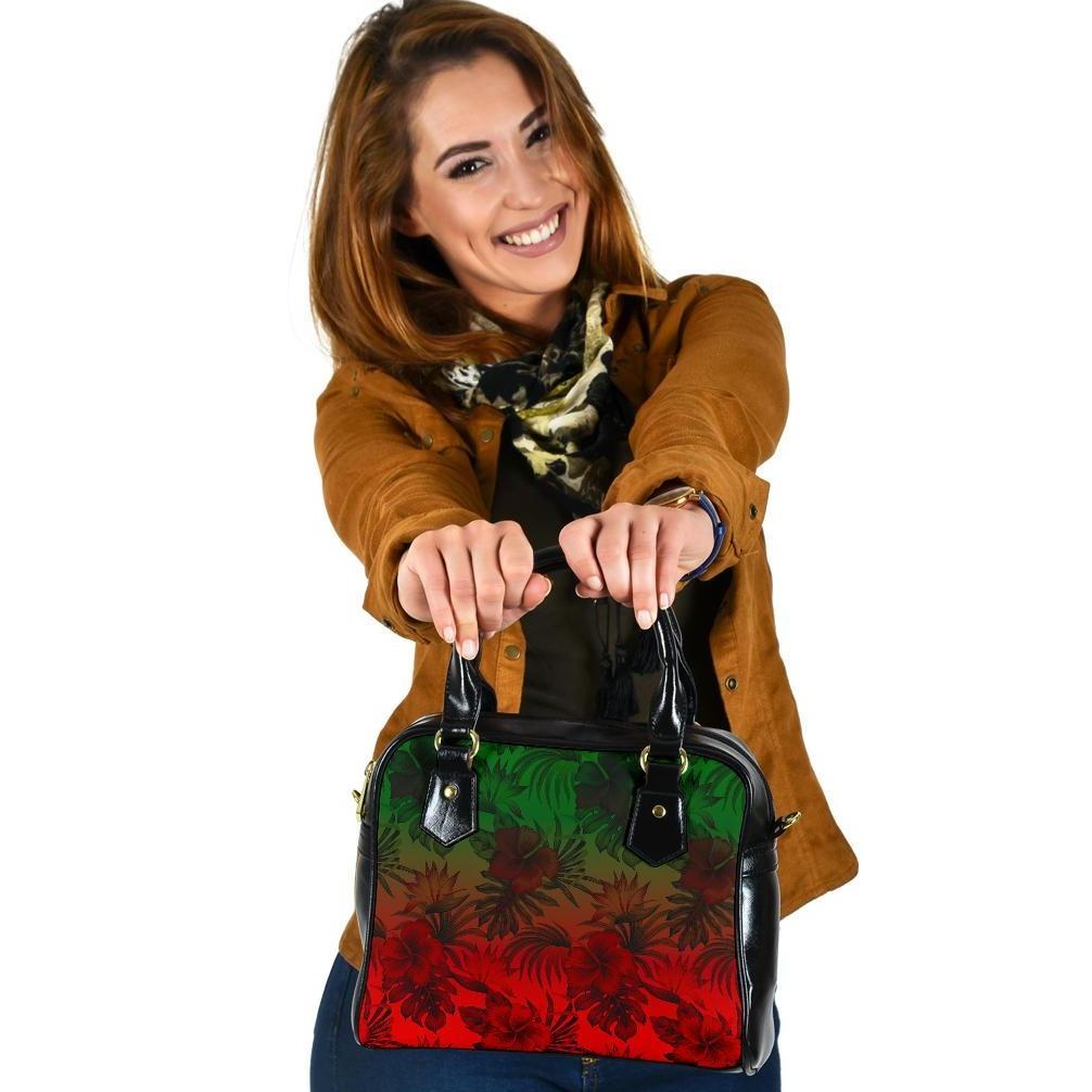 Polynesian Shoulder Handbag - Red Hibiscus Patterns One Size Red - Polynesian Pride