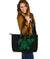 Hawaii Kakau Polynesian Turtle Map Large Leather Tote - Green - Polynesian Pride