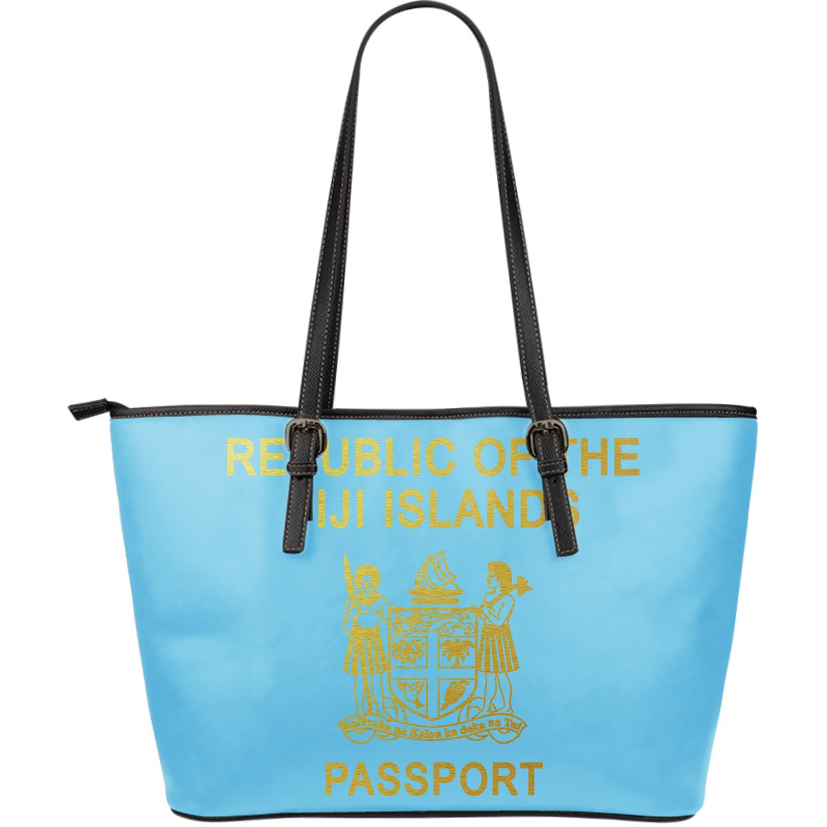 Fiji Passport Leather Tote Blue - Polynesian Pride