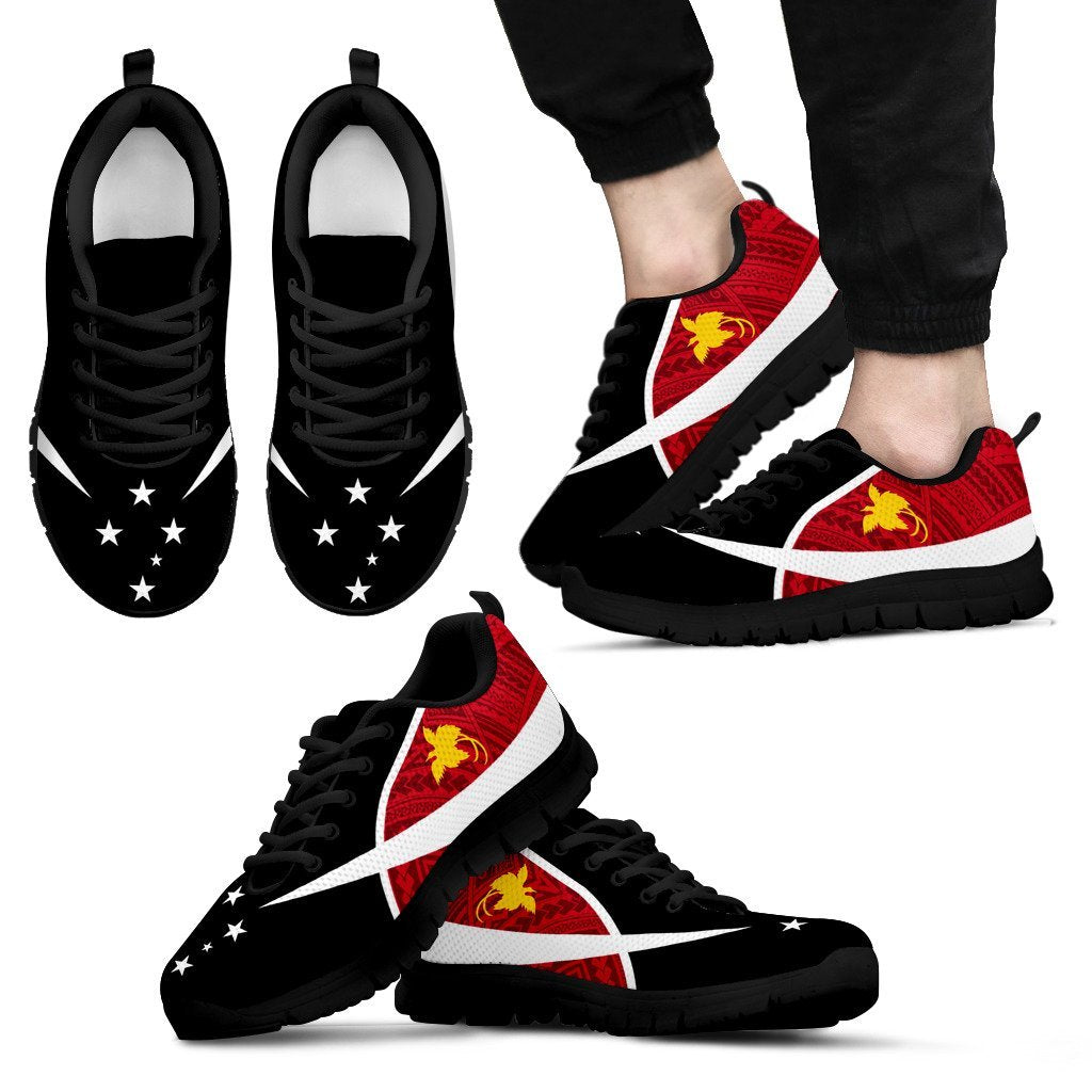 Papua New Guinea Active Sneakers - Papua New Guinea Flag - A7 Unisex Black - Polynesian Pride