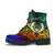 Pohnpei Custom Personalised Leather Boots - Rainbow Polynesian Pattern - Polynesian Pride