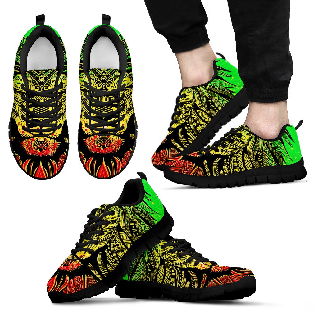 Polynesian Sneakers - Lion Reggae Style Unisex Black - Polynesian Pride