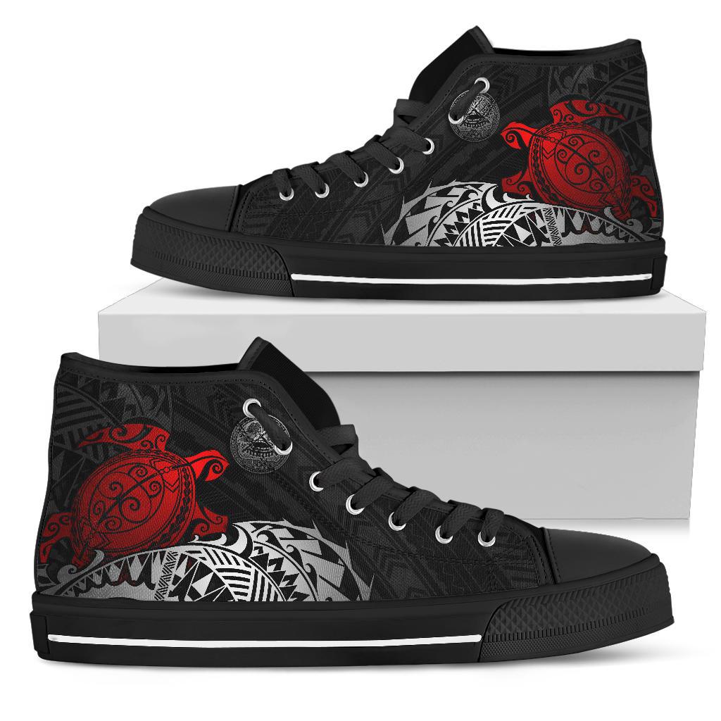 American Samoa Polynesian High Top - Sea Turtle (Red) Unisex Black - Polynesian Pride