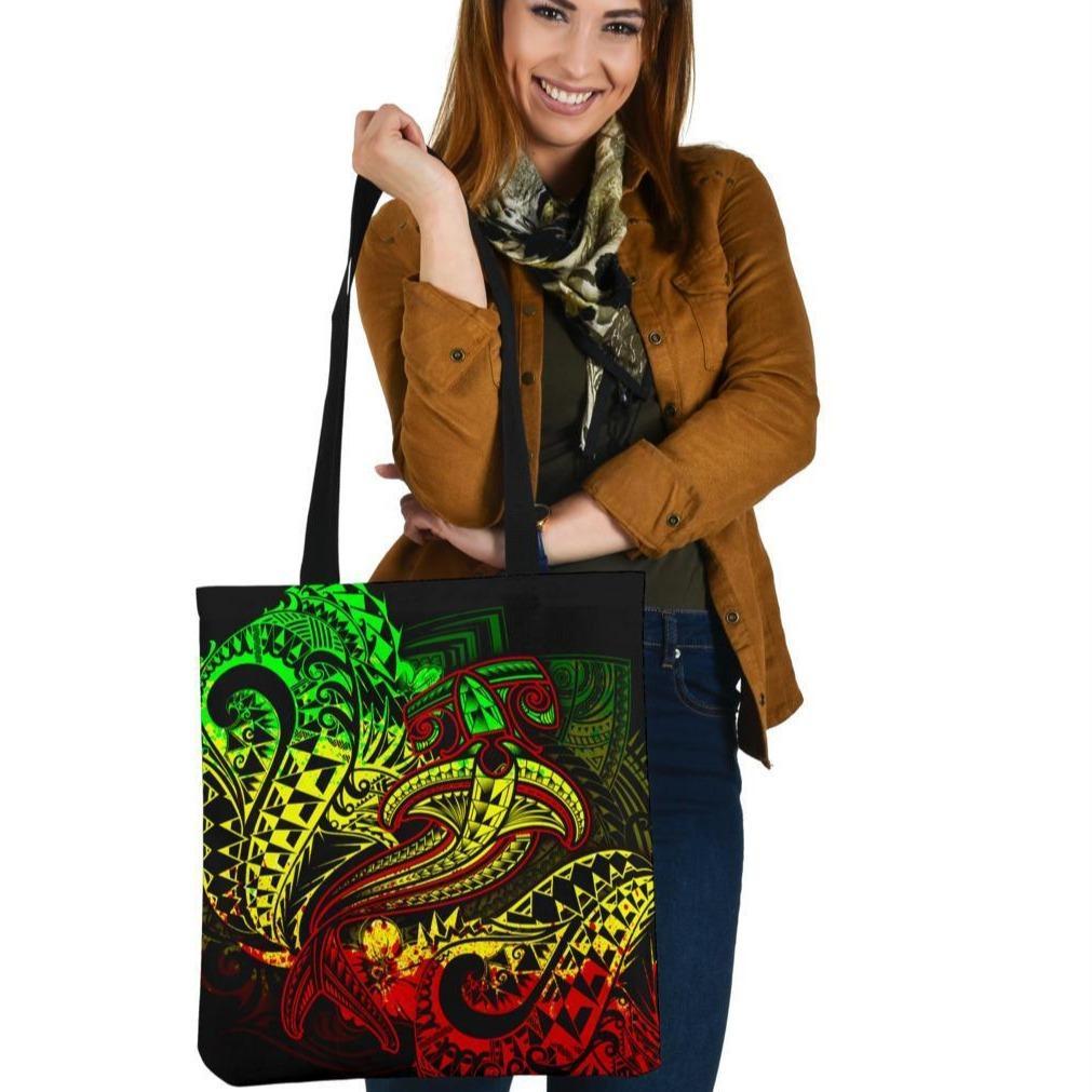 Polynesian Tote Bags - Reggae Shark Polynesian Tattoo Tote Bag One Size Reggae - Polynesian Pride