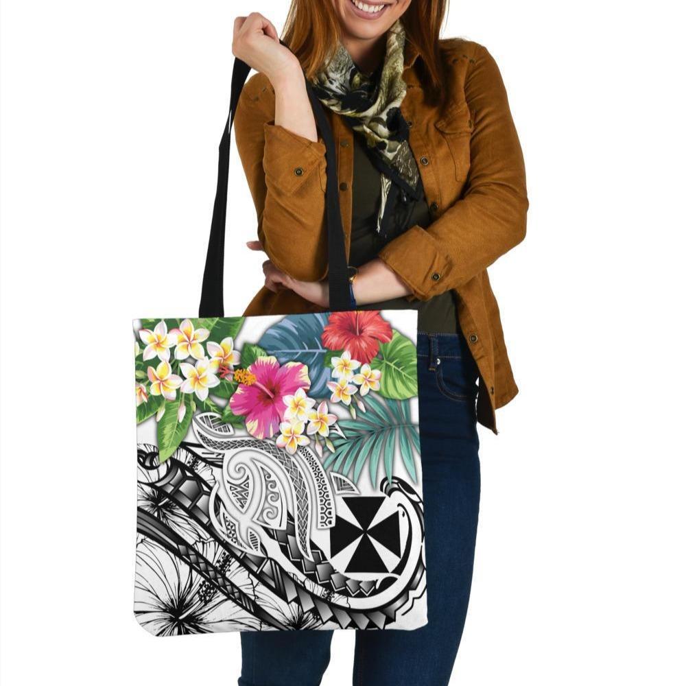 Wallis and Futuna Polynesian Tote Bags - Summer Plumeria (White) Tote Bag One Size White - Polynesian Pride