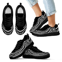 American Samoa Wave Sneakers Black White Color Kid's Sneakers - Black - American Samoa Black - Polynesian Pride