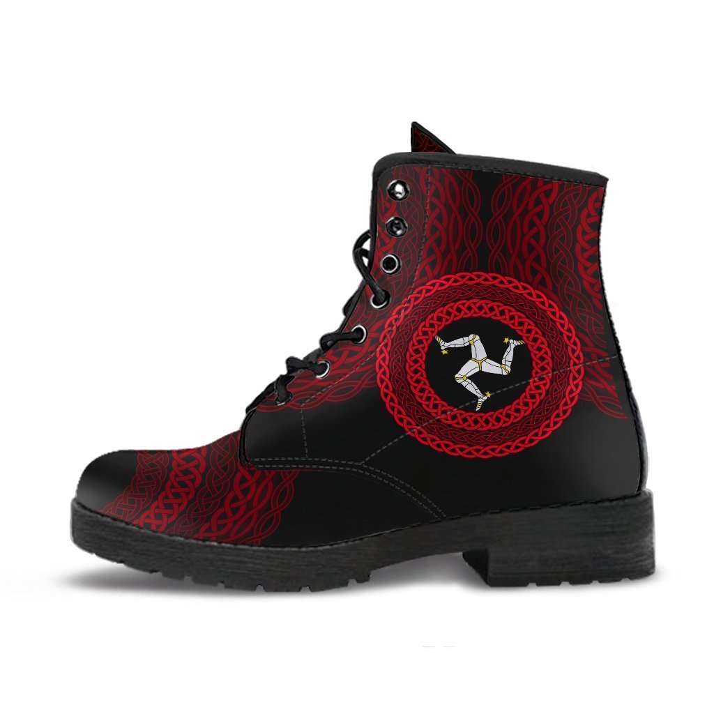 Isle of Man Celtic Leather Boots - Legend of Isle of Man Red - Polynesian Pride